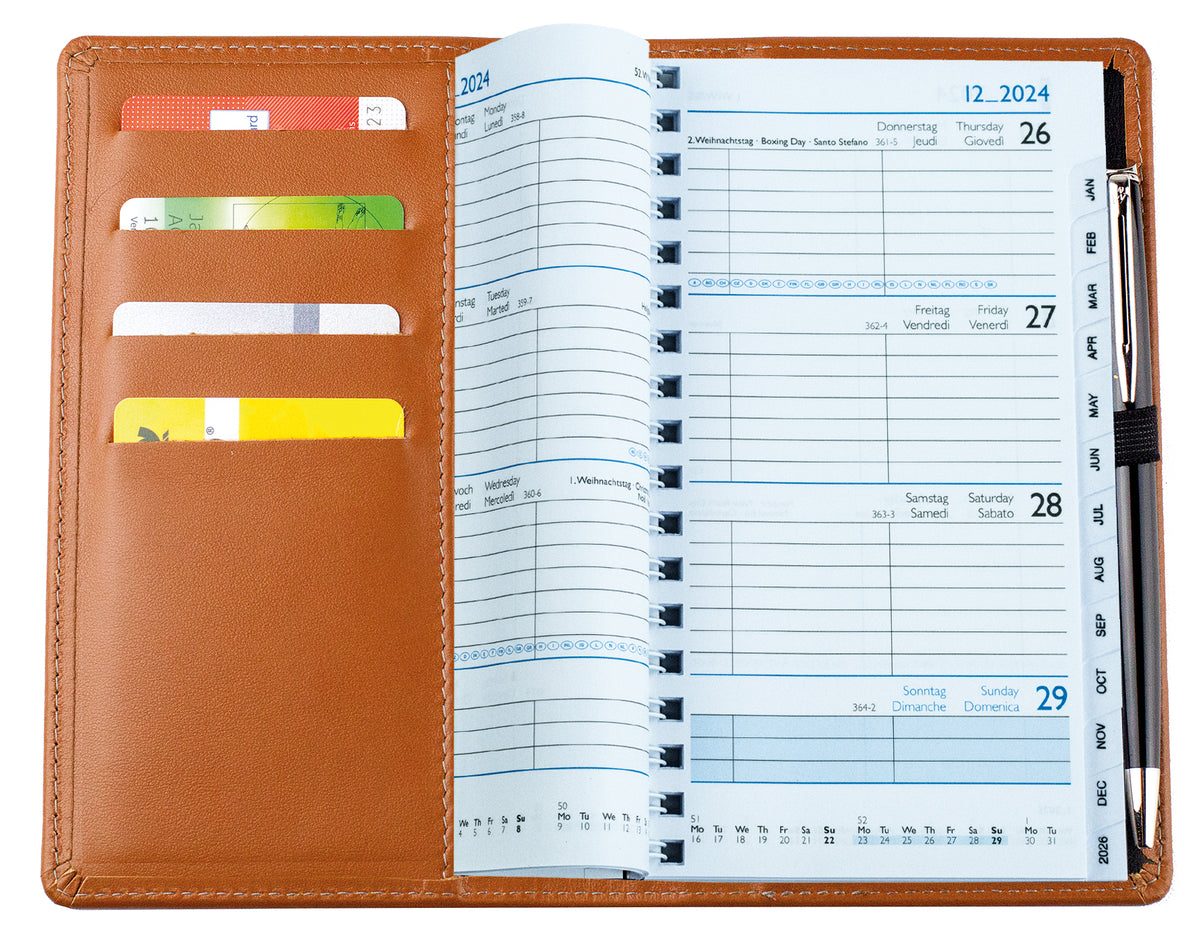 Spiralkalender Pocket Format 2027 | Echtleder | BOXCALF