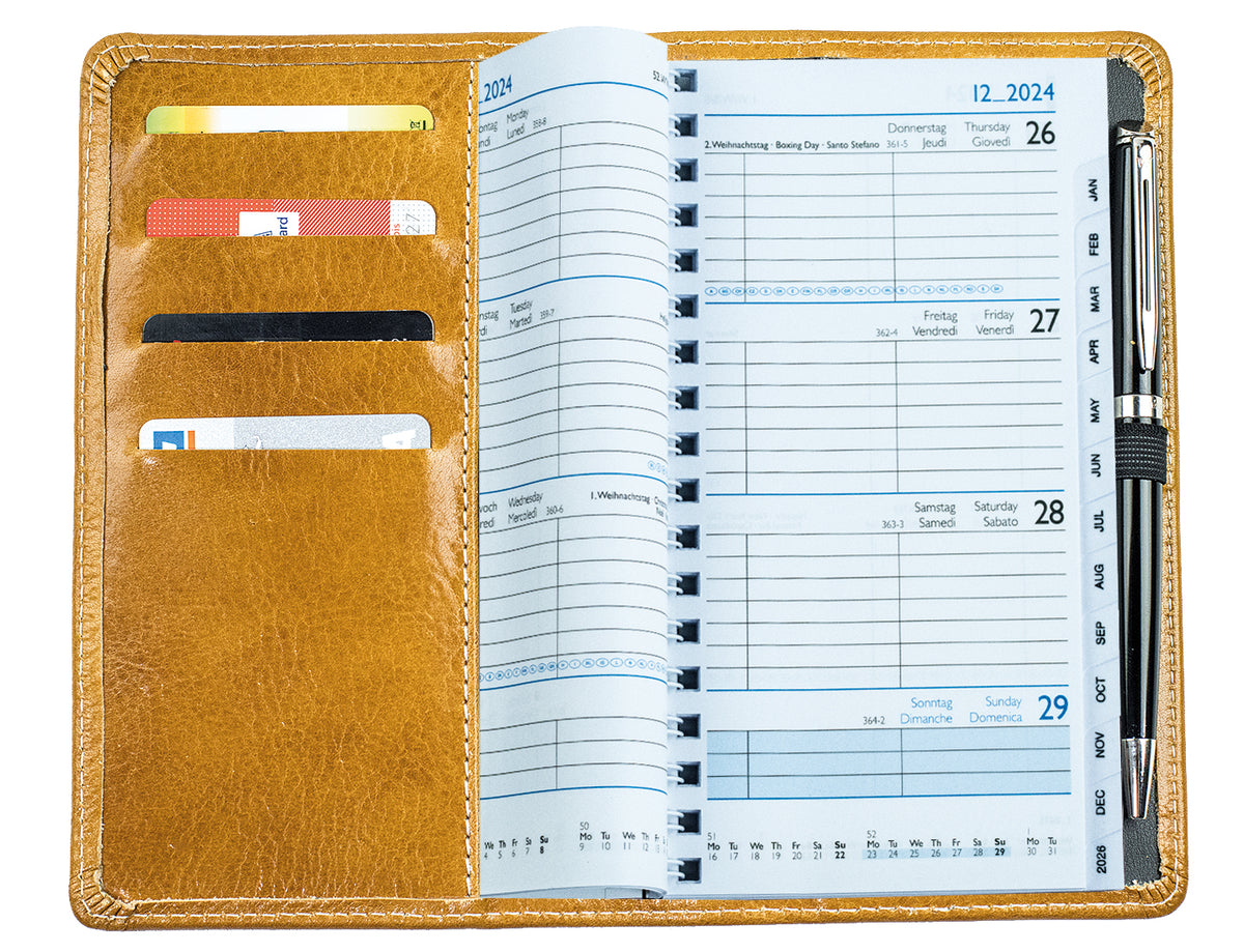 Spiralkalender Pocket Format | Echtleder | VINTAGE