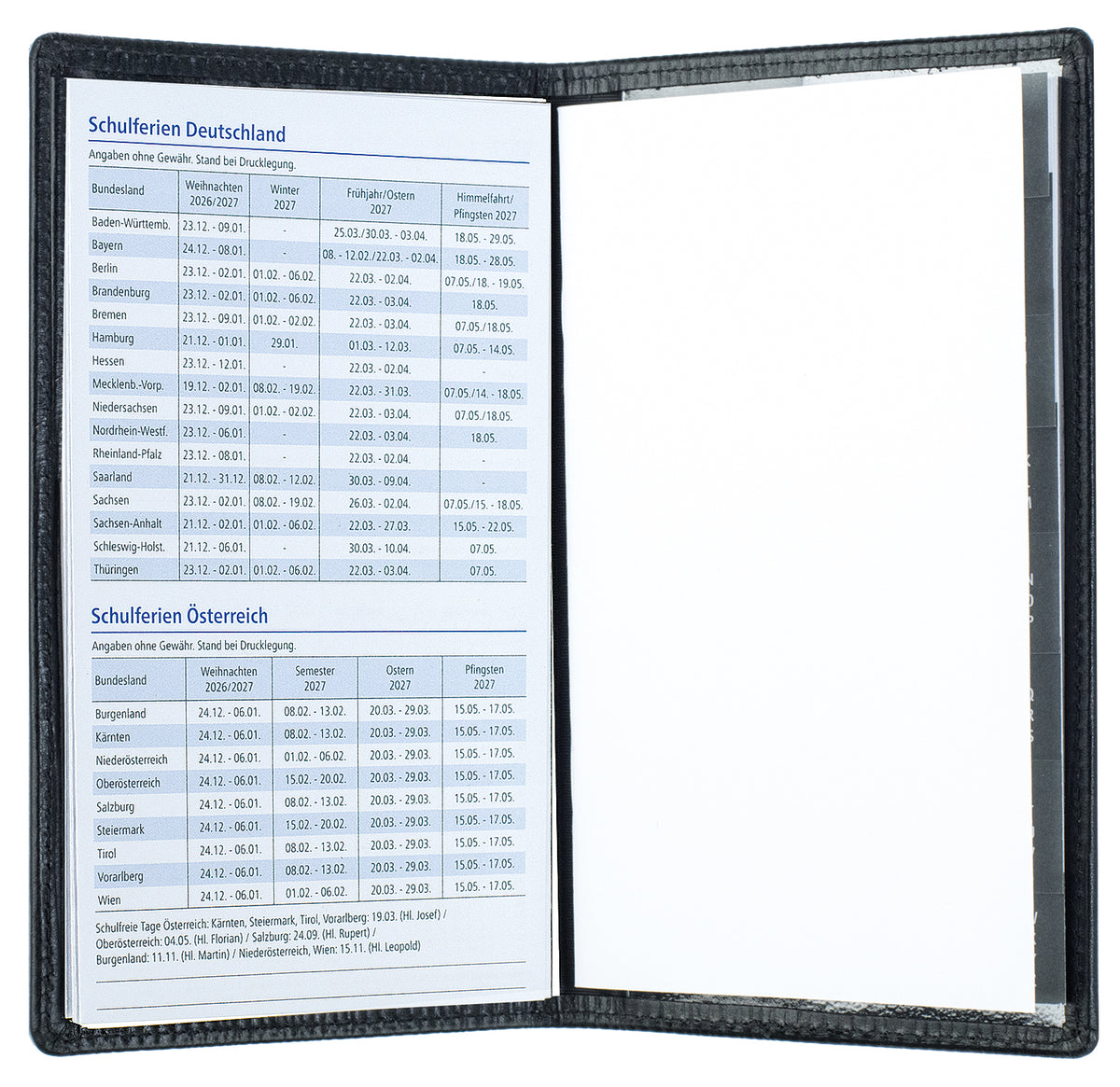 Leporello Faltkalender Pocket Format mit Adressheft | Echtleder | PAGLIA