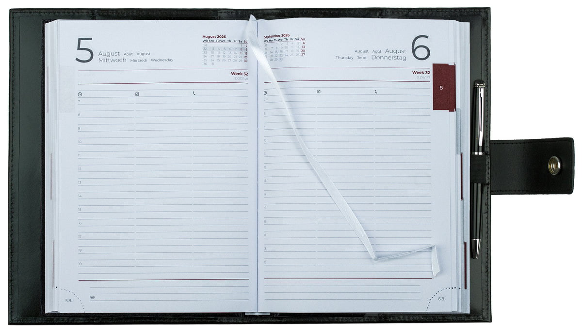 Buchkalender DIN A5 mit Druckknopf | Echtleder | CAMBRIDGE