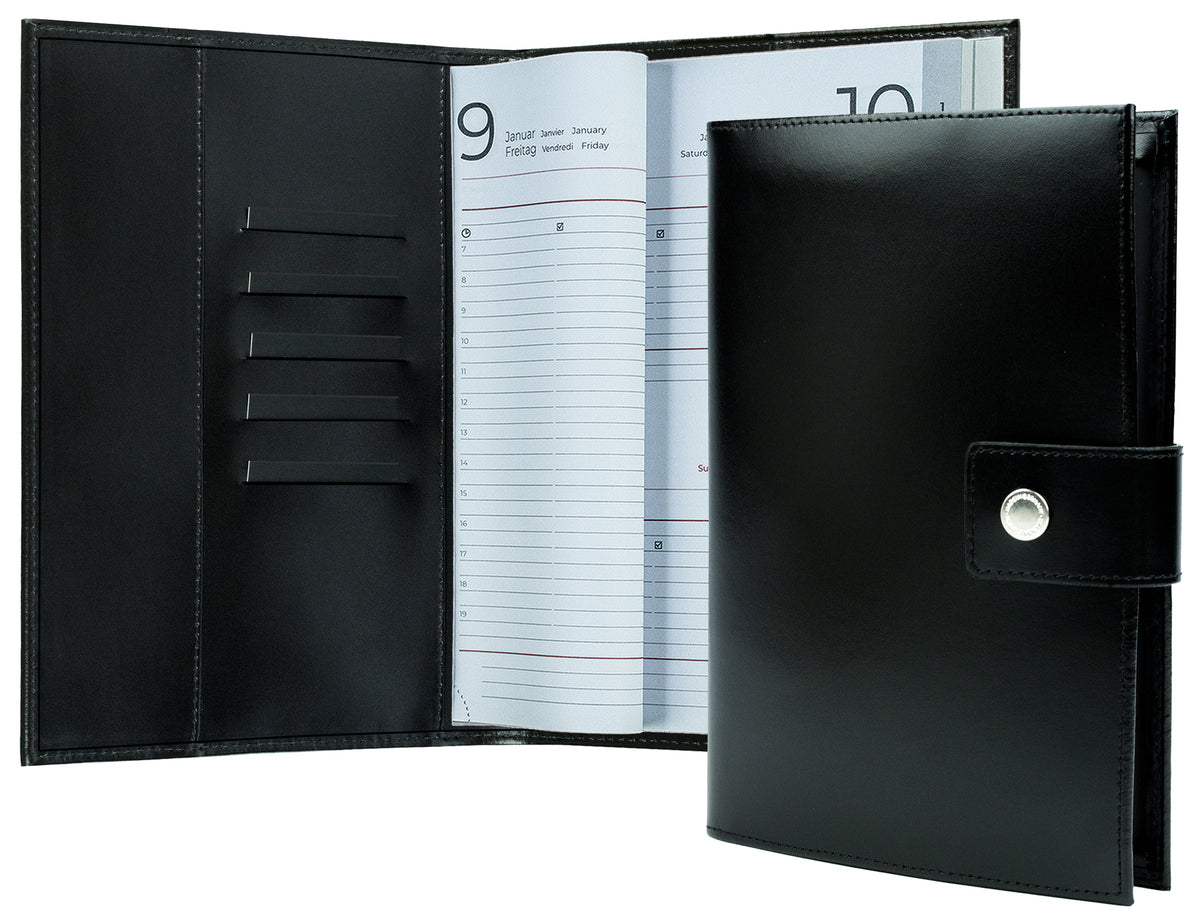 Buchkalender DIN A5 mit Druckknopf | Echtleder | CAMBRIDGE