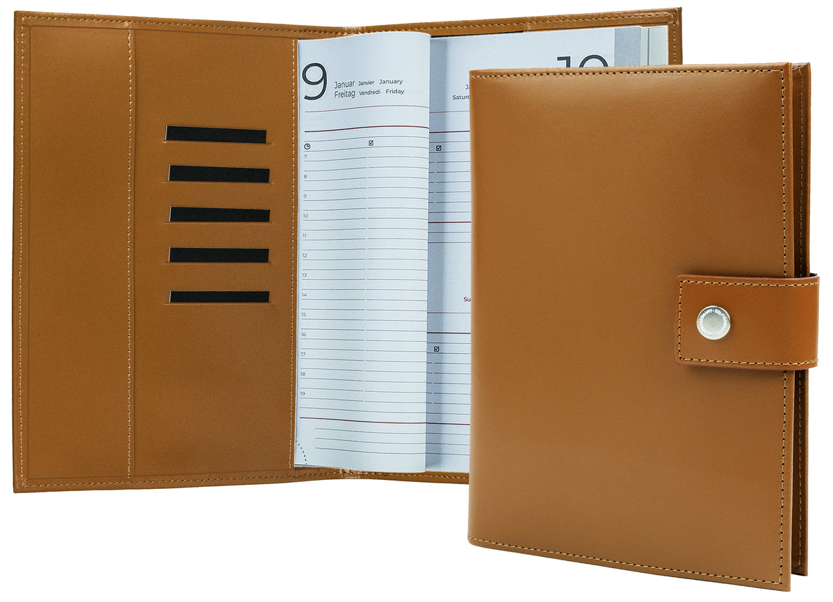 Buchkalender DIN A5 mit Druckknopf | Echtleder | CAMBRIDGE