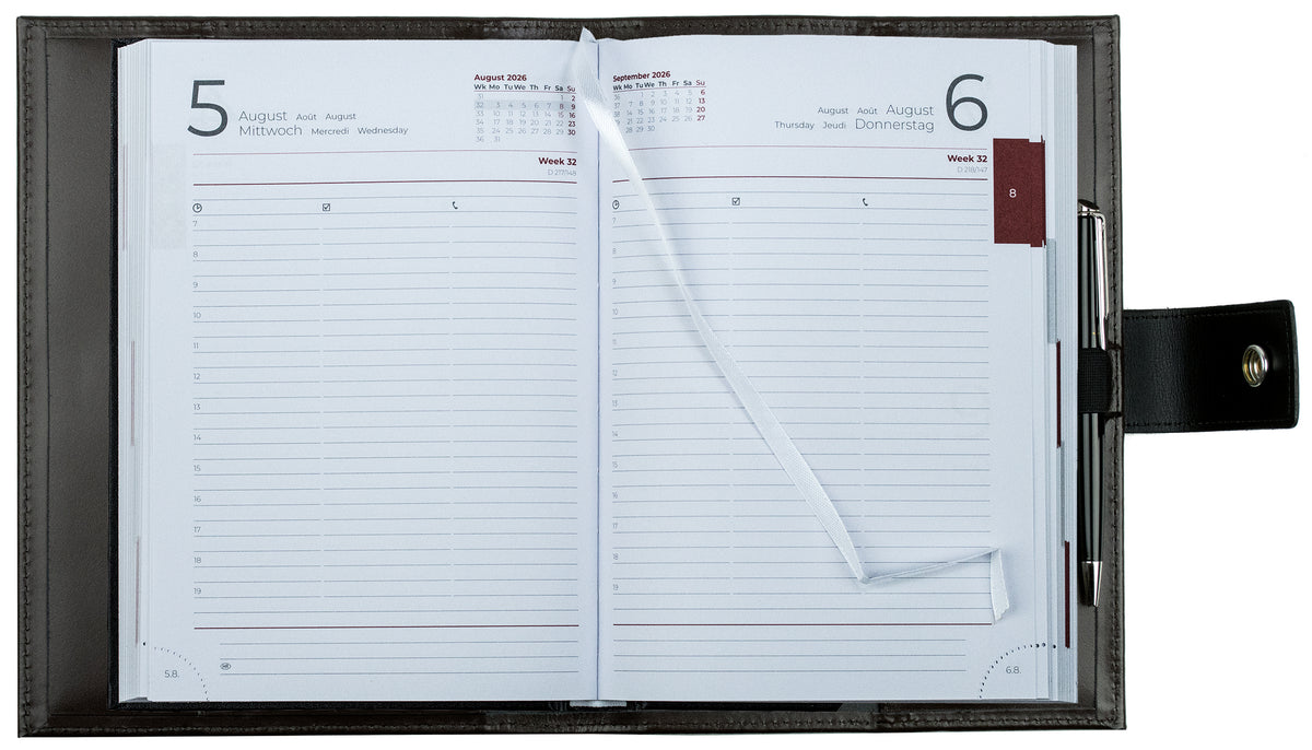 Buchkalender DIN A5 mit Druckknopf | Echtleder | CAMBRIDGE