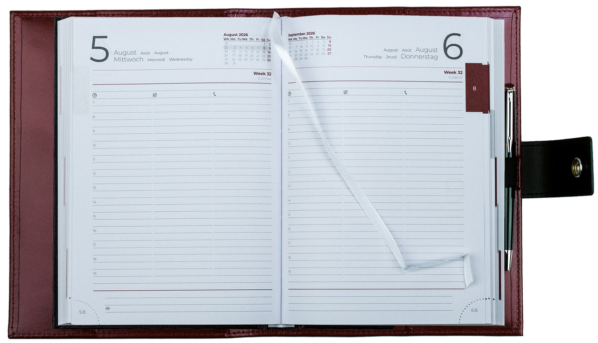 Buchkalender DIN A5 mit Druckknopf | Echtleder | CAMBRIDGE