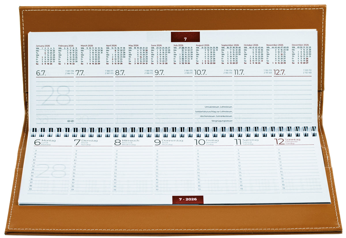 Tischkalender 2027 | Echtleder | CAMBRIDGE
