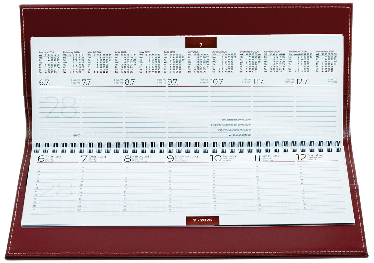 Tischkalender 2027 | Echtleder | CAMBRIDGE